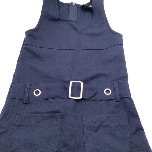 Beverly Hills Polo Club Girls Navy Uniform Dress W/ Belted Waist & Pockets Sz 4 - Picture 6 of 6